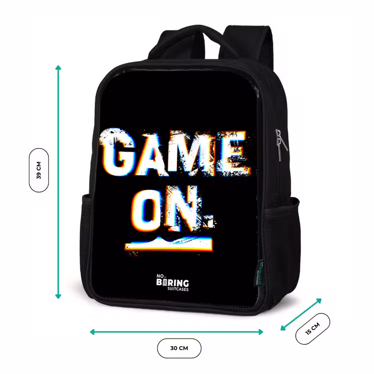 Kinderrugzak met naam - Zwart - Game on in zwart wit β 5