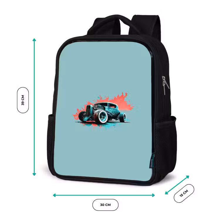 Kinderrugzak - Zwart - Hotrod turquoise — 5