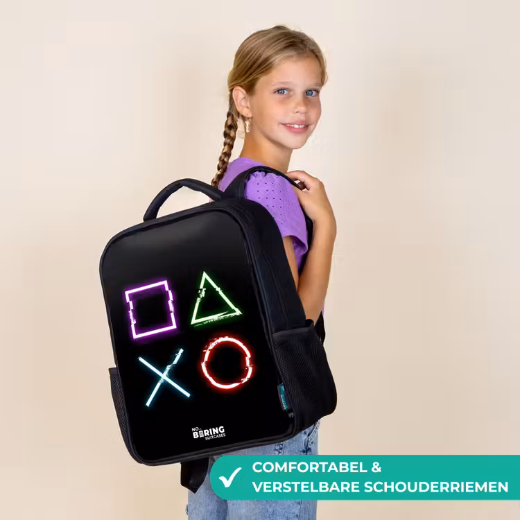 Kinderrugzak met naam - Zwart - Knoppen van een gameconsole — 3