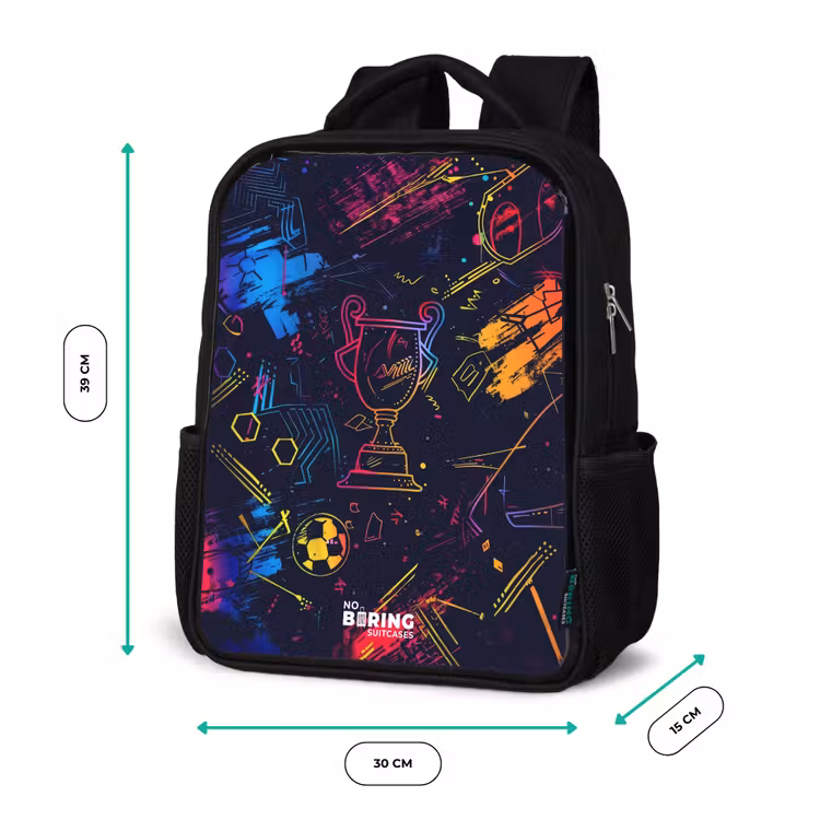 Kinderrugzak met naam - Zwart - Neon sporttrofee design — 5