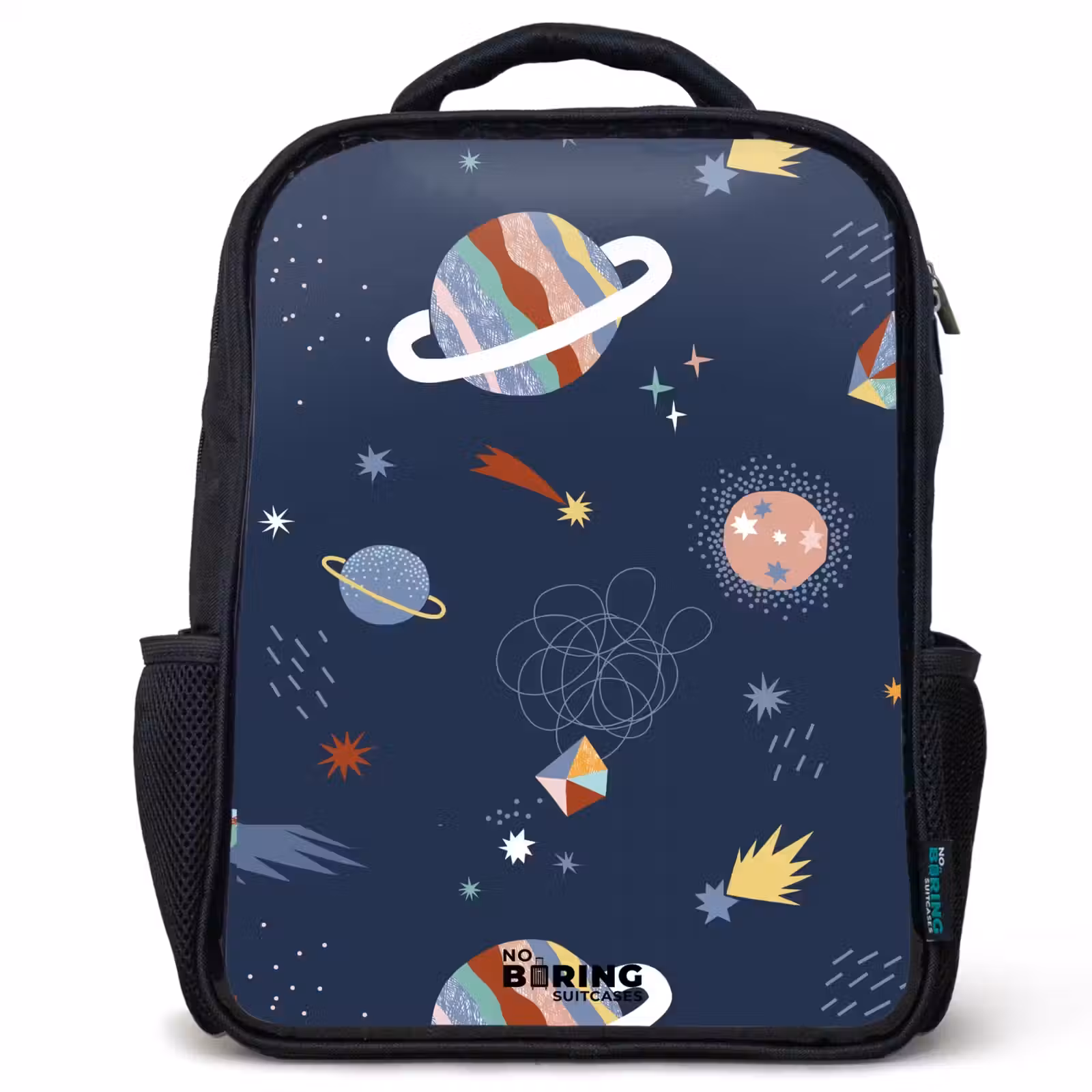 Kinderrugzak met naam - Zwart - Planeten in de hemel — 1