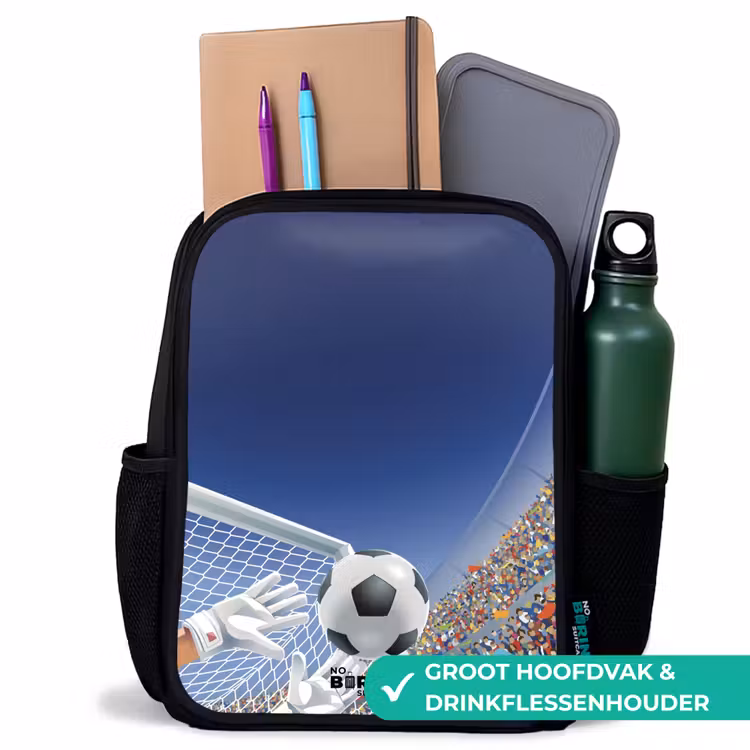 Kinderrugzak met naam - Zwart - Keeper die een voetbal tegenhoud — 4