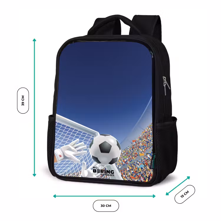 Kinderrugzak met naam - Zwart - Keeper die een voetbal tegenhoud — 5