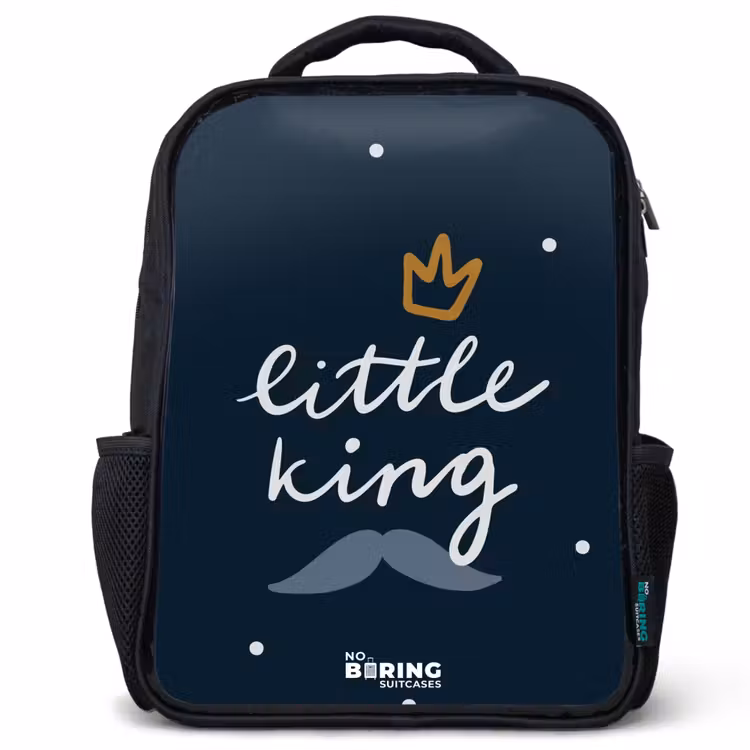 Kinderrugzak met naam - Zwart - Little king met stippen — 1