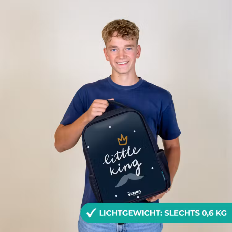 Kinderrugzak met naam - Zwart - Little king met stippen — 2