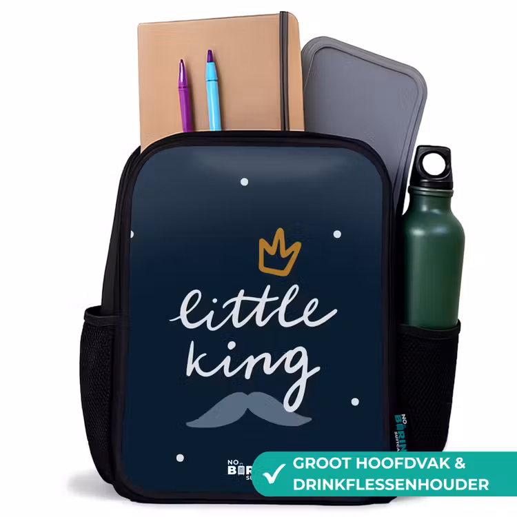 Kinderrugzak met naam - Zwart - Little king met stippen — 4
