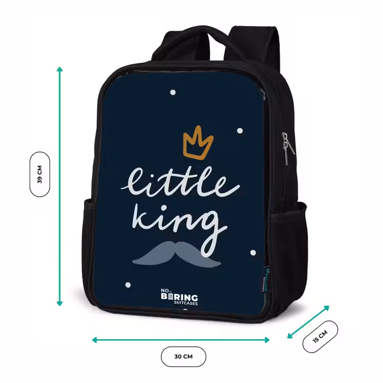 Kinderrugzak met naam - Zwart - Little king met stippen — 5