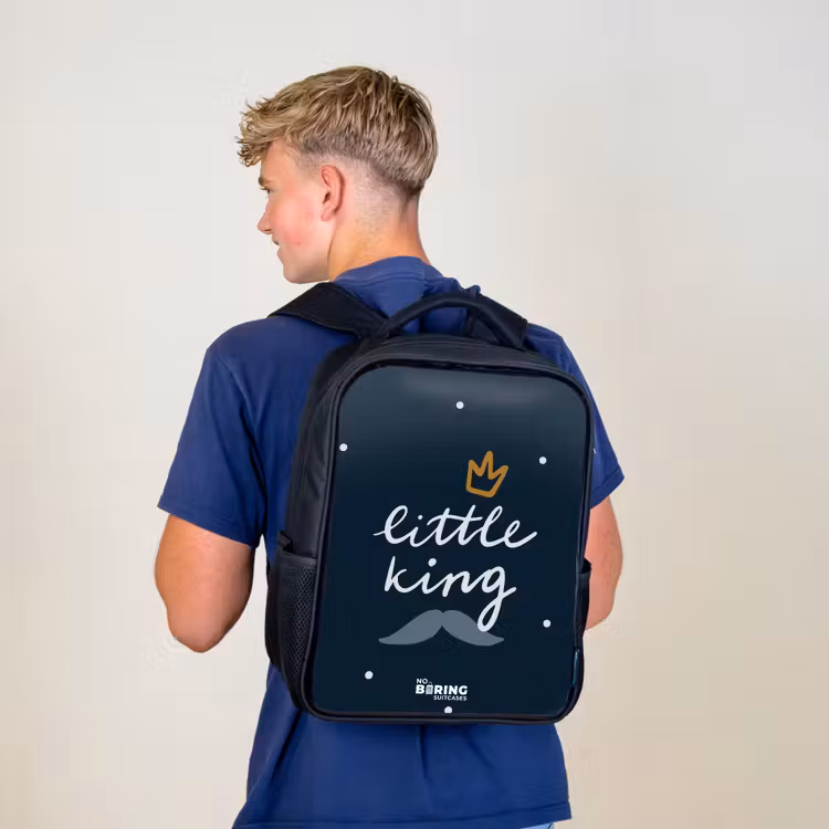 Kinderrugzak met naam - Zwart - Little king met stippen — 6