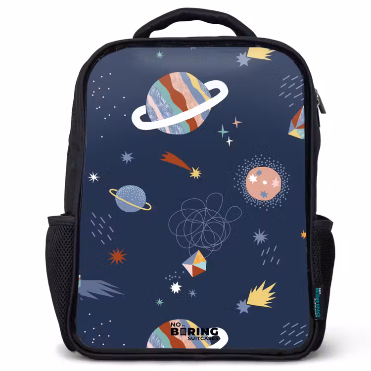 Kinderrugzak met naam - Zwart - Planeten in de hemel — 1