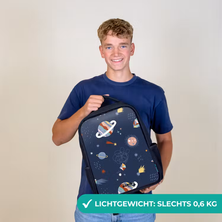 Kinderrugzak met naam - Zwart - Planeten in de hemel — 2