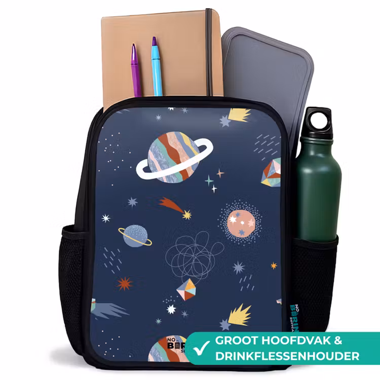 Kinderrugzak met naam - Zwart - Planeten in de hemel — 4