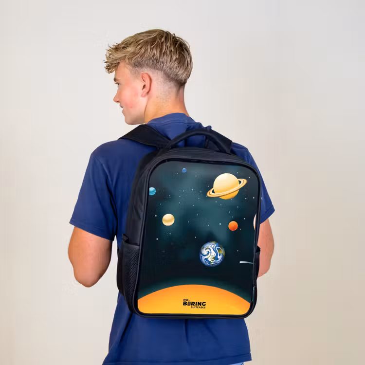Kinderrugzak met naam - Zwart - Ruimte met planeten — 6