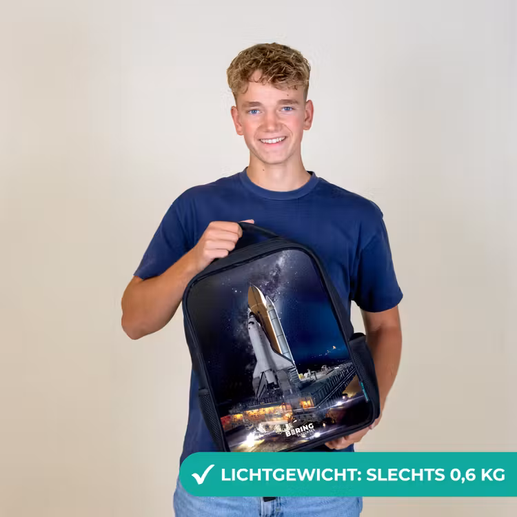 Kinderrugzak met naam - Zwart - Spaceshuttle die kan opstijgen — 2