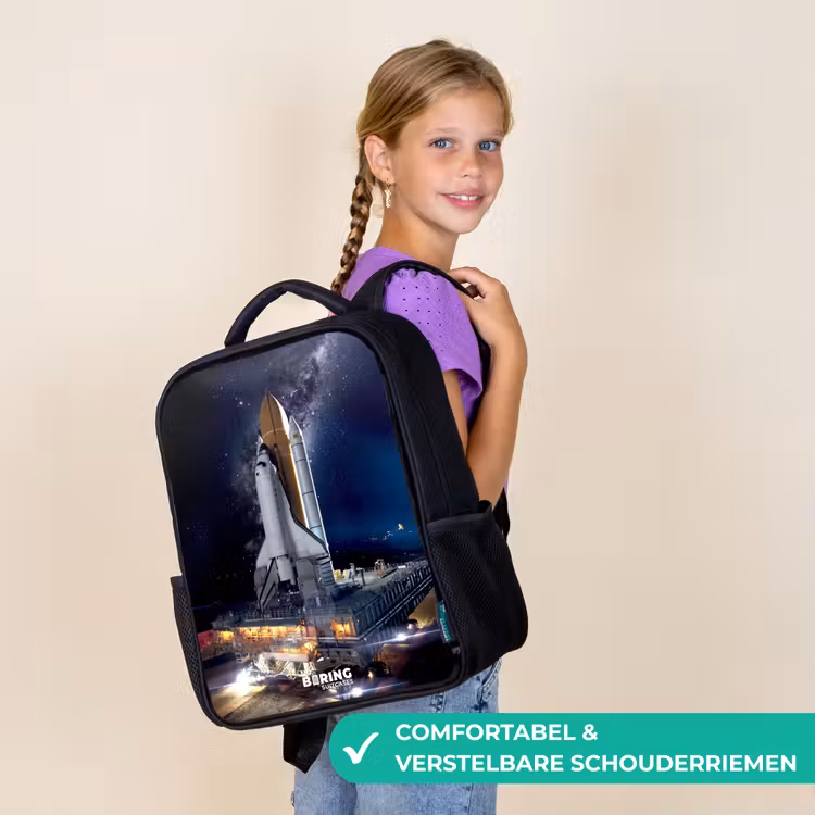 Kinderrugzak met naam - Zwart - Spaceshuttle die kan opstijgen — 3