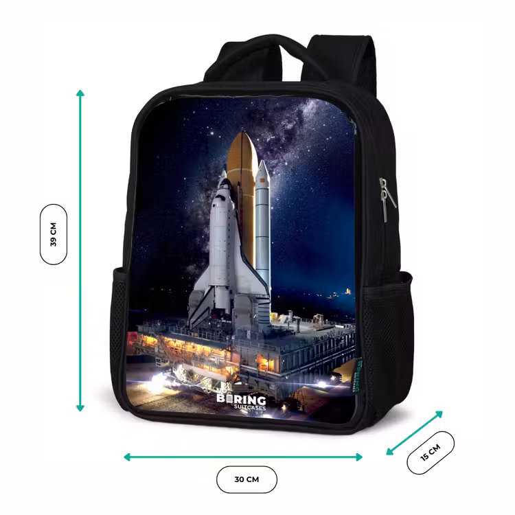 Kinderrugzak met naam - Zwart - Spaceshuttle die kan opstijgen — 5