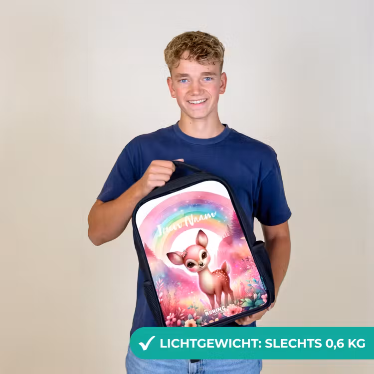 Kinderrugzak - Zwart - Roze reebokje — 2