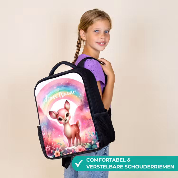 Kinderrugzak - Zwart - Roze reebokje — 3