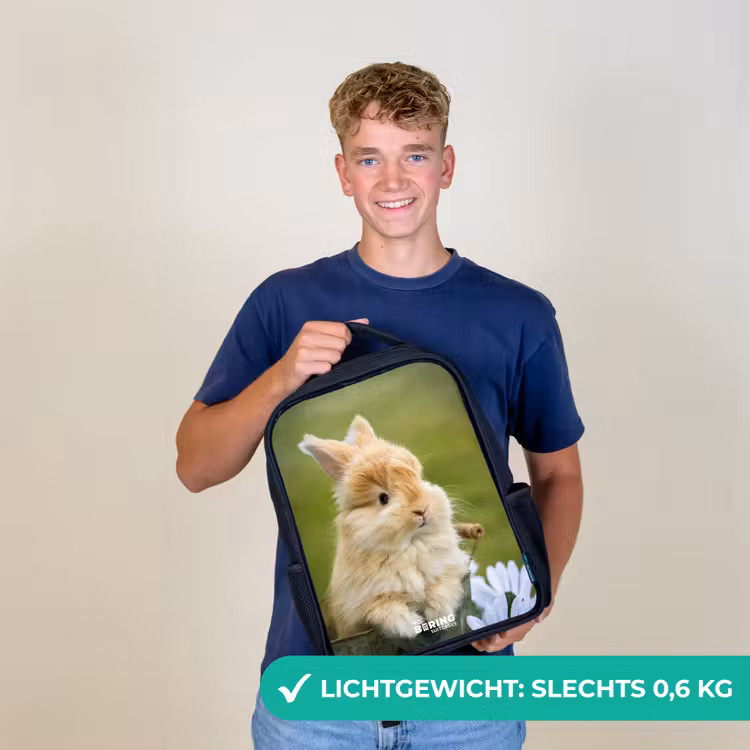 Kinderrugzak - Zwart - Konijn in bloempot — 2