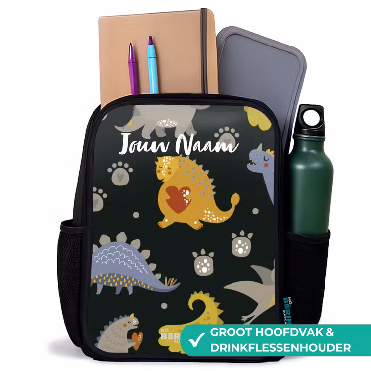 Kinderrugzak - Zwart - Liefdevolle dinosaurus β 4
