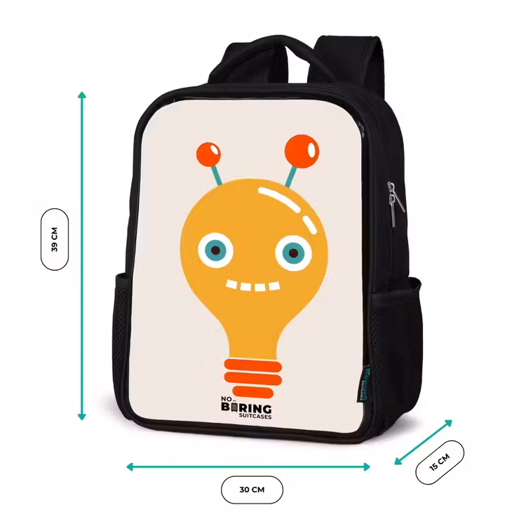 Kinderrugzak - Zwart - Gloeilamp robot met grote ogen — 5