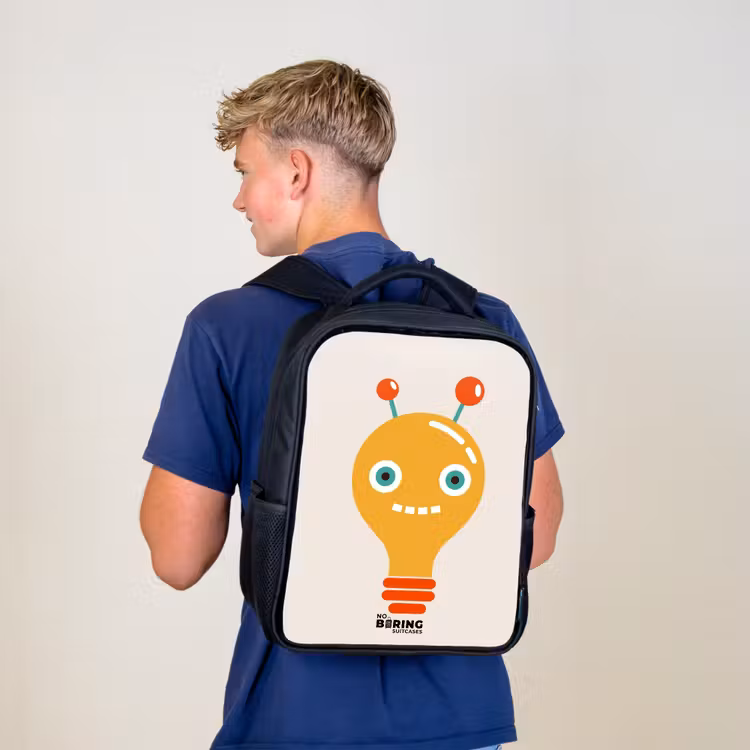 Kinderrugzak - Zwart - Gloeilamp robot met grote ogen — 6