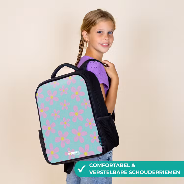 Kinderrugzak - Zwart - Madeliefjesmania mint — 3