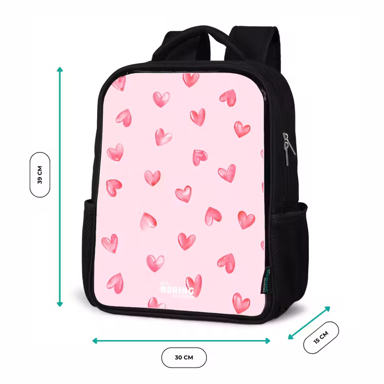 Kinderrugzak met naam - Zwart - Roze hartjes — 5