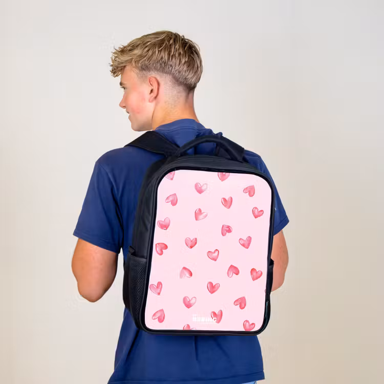 Kinderrugzak met naam - Zwart - Roze hartjes — 6