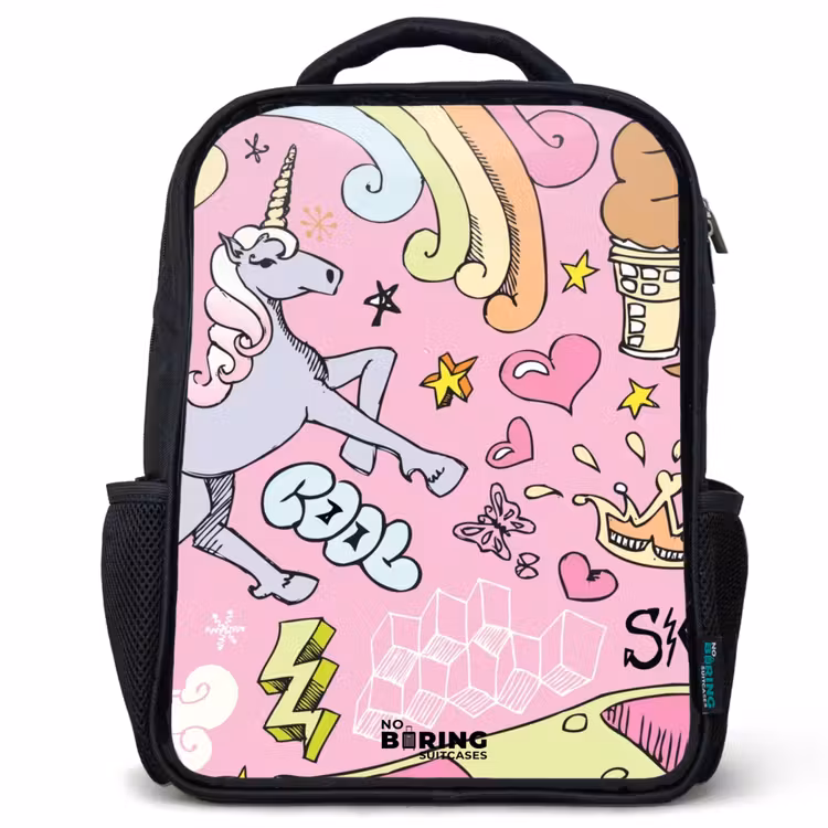 Kinderrugzak - Zwart - Unicorn doodles — 1
