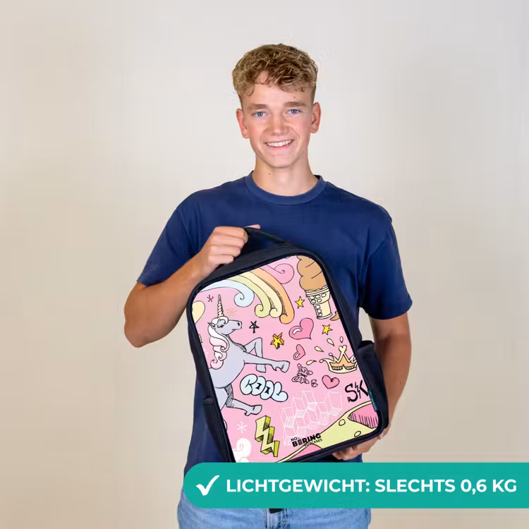 Kinderrugzak - Zwart - Unicorn doodles — 2