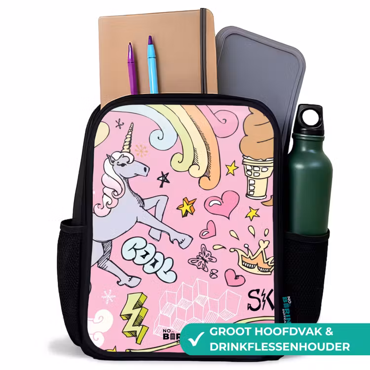 Kinderrugzak - Zwart - Unicorn doodles — 4
