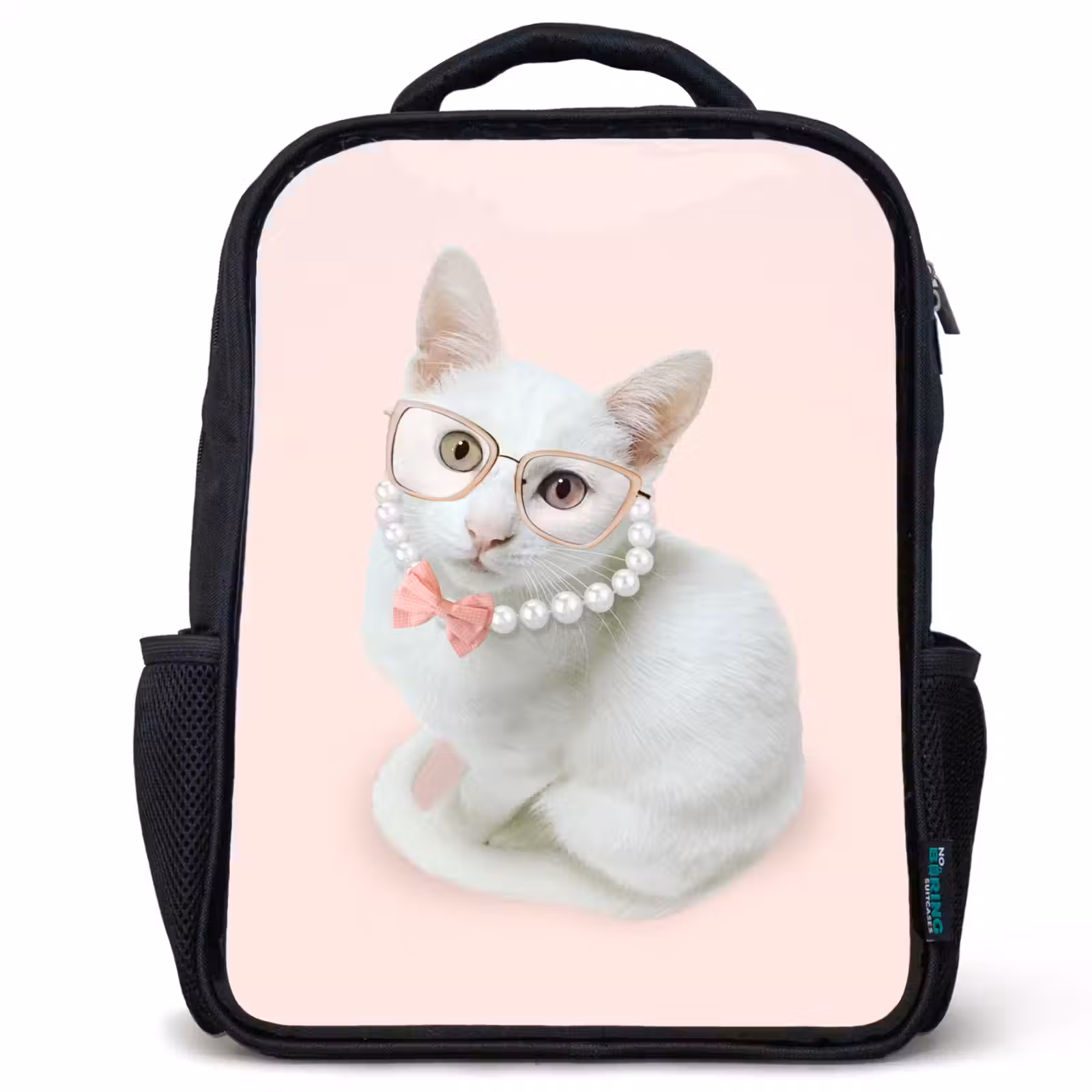 Kinderrugzak - Zwart - Kat - Parels - Bril - Roze — 1