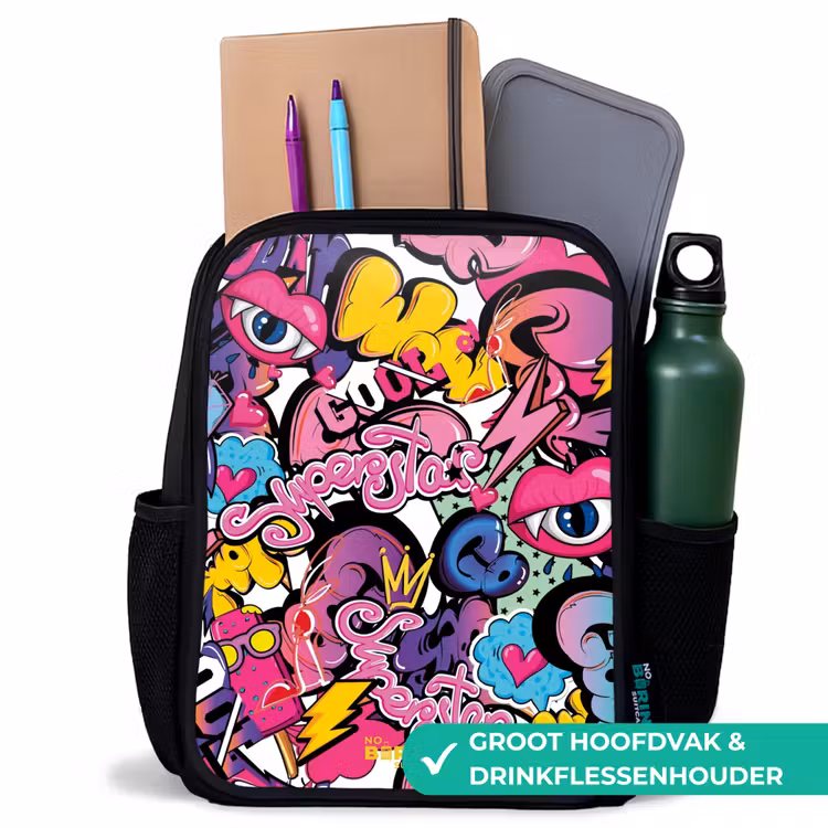 Kinderrugzak - Zwart - Girly graffiti β 4