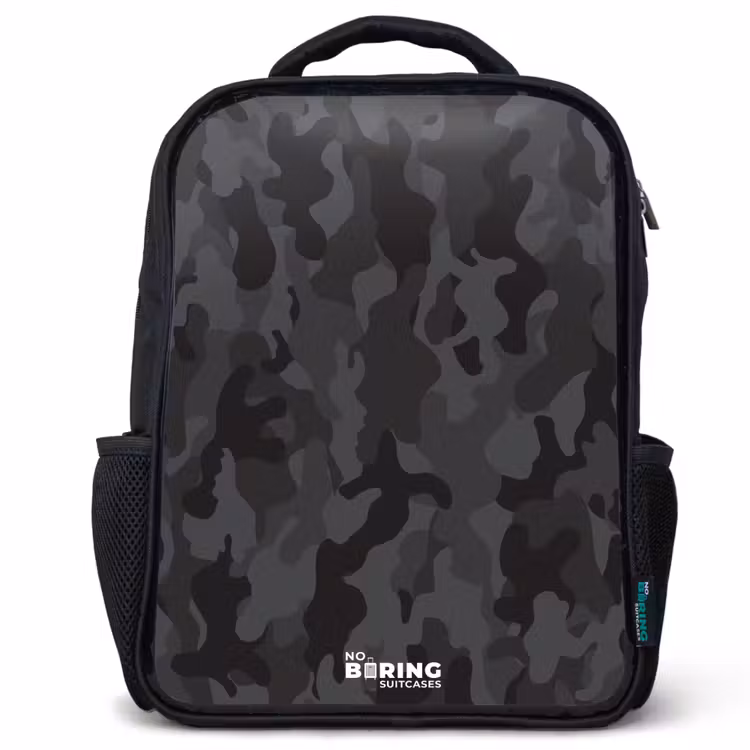 Kinderrugzak - Zwart - Groene camouflage print — 1