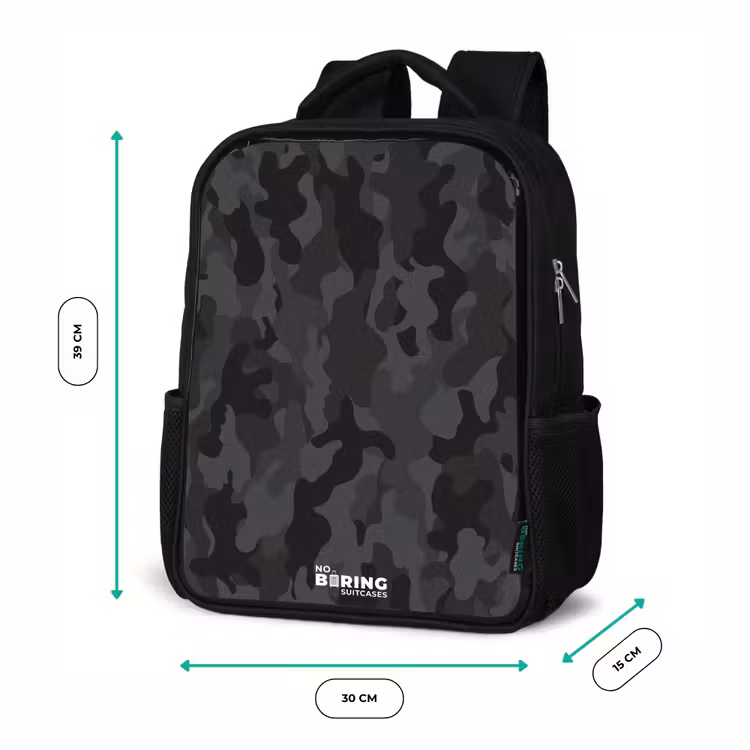 Kinderrugzak - Zwart - Groene camouflage print — 5