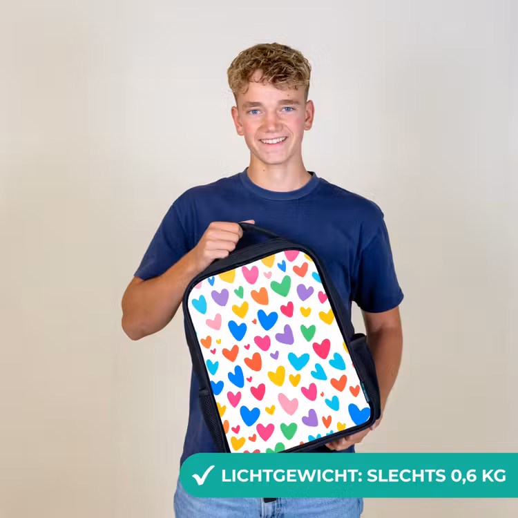 Kinderrugzak - Zwart - Hartjes - Kleurrijk - Patroon - Levendig — 2