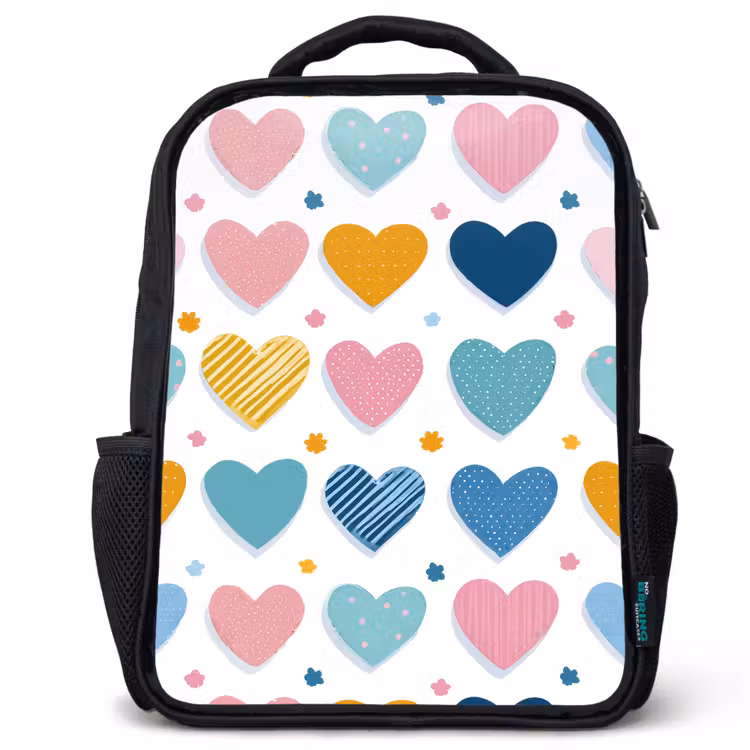 Kinderrugzak - Zwart - Hartjes - Pastel - Patroon — 1