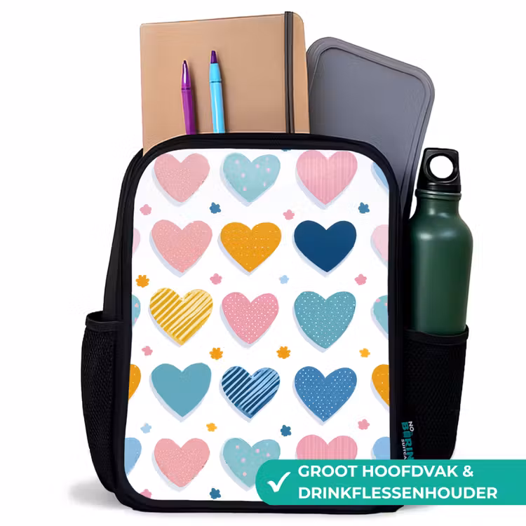 Kinderrugzak - Zwart - Hartjes - Pastel - Patroon — 4