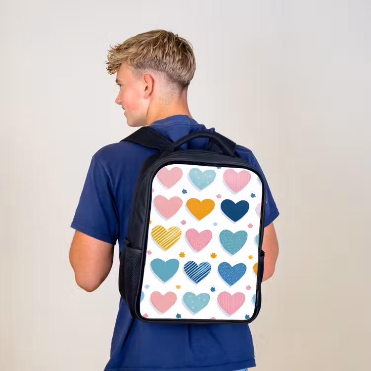 Kinderrugzak - Zwart - Hartjes - Pastel - Patroon — 6