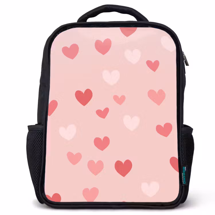 Kinderrugzak - Zwart - Hartjes - Patroon - Roze β 1