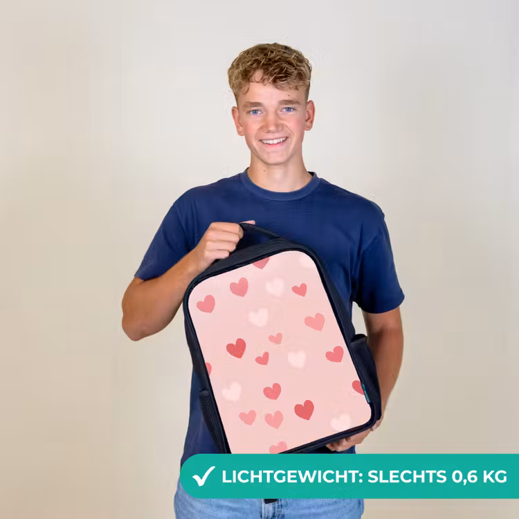 Kinderrugzak - Zwart - Hartjes - Patroon - Roze β 2