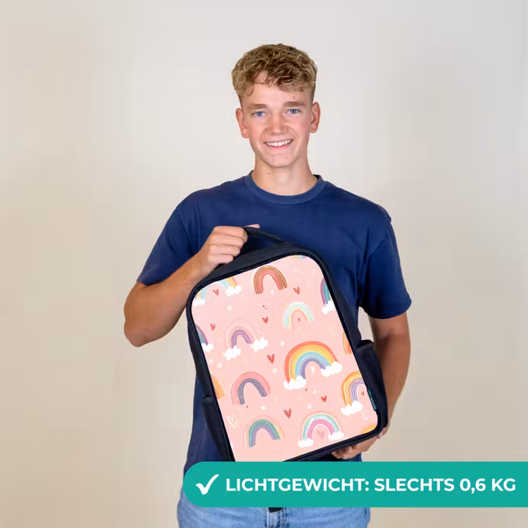 Kinderrugzak - Zwart - Regenboog - Patroon - Pastel — 2