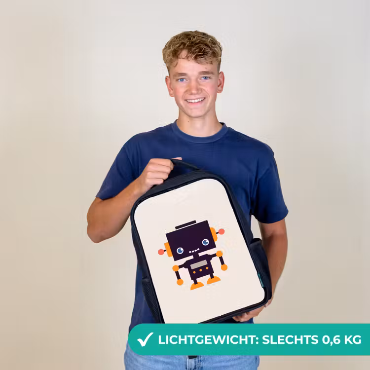 Kinderrugzak - Zwart - Robot - Antenne - Beige - Kinderen — 2
