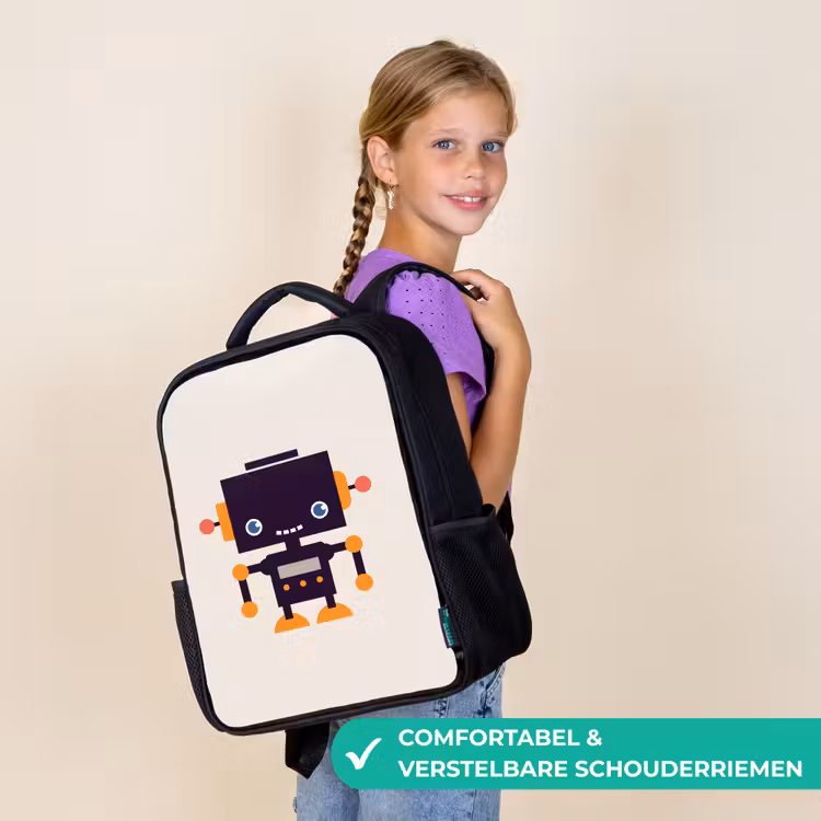 Kinderrugzak - Zwart - Robot - Antenne - Beige - Kinderen — 3