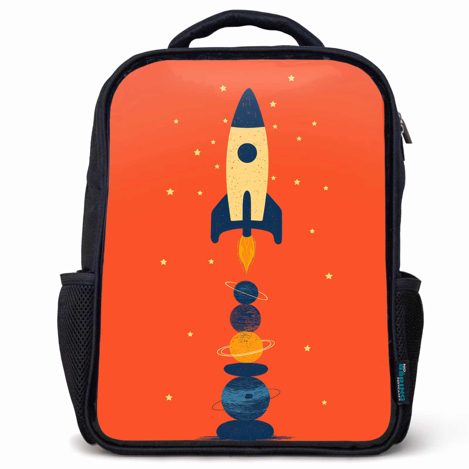 Kinderrugzak - Zwart - Raket - Planeten - Rood — 1