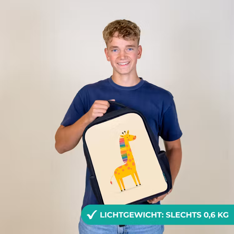 Kinderrugzak - Zwart - Giraffe - Regenboogmanen - Beige — 2