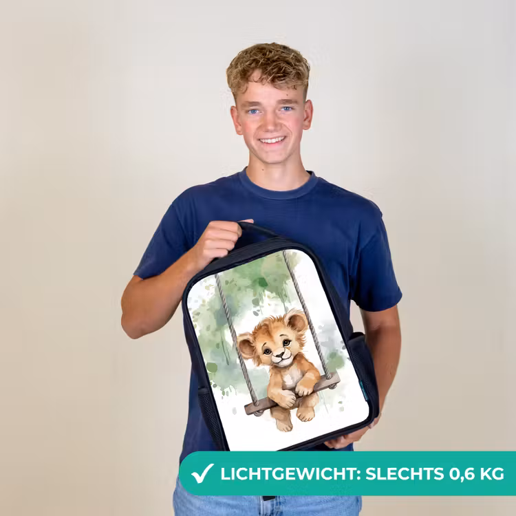 Kinderrugzak - Zwart - Leeuw - Dier - Kinderen - Jungle — 2