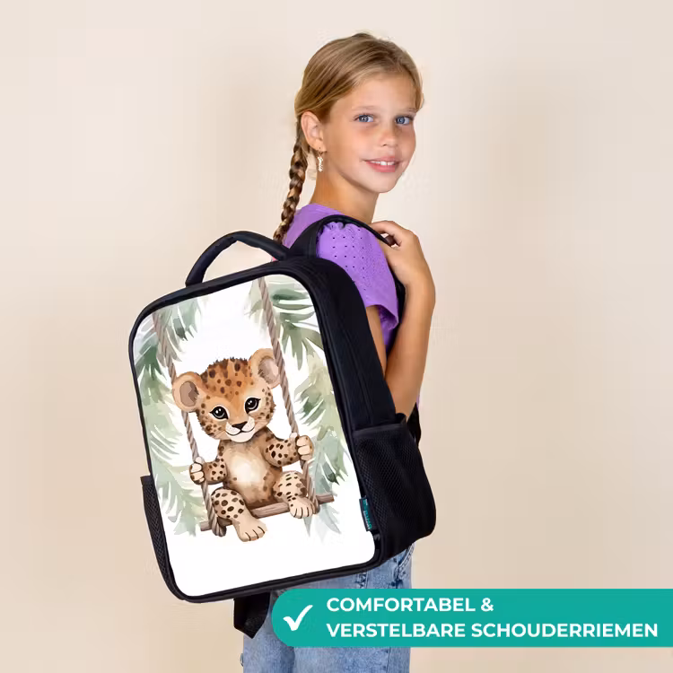 Kinderrugzak - Zwart - Luipaard - Dier - Kinderen - Jungle — 3