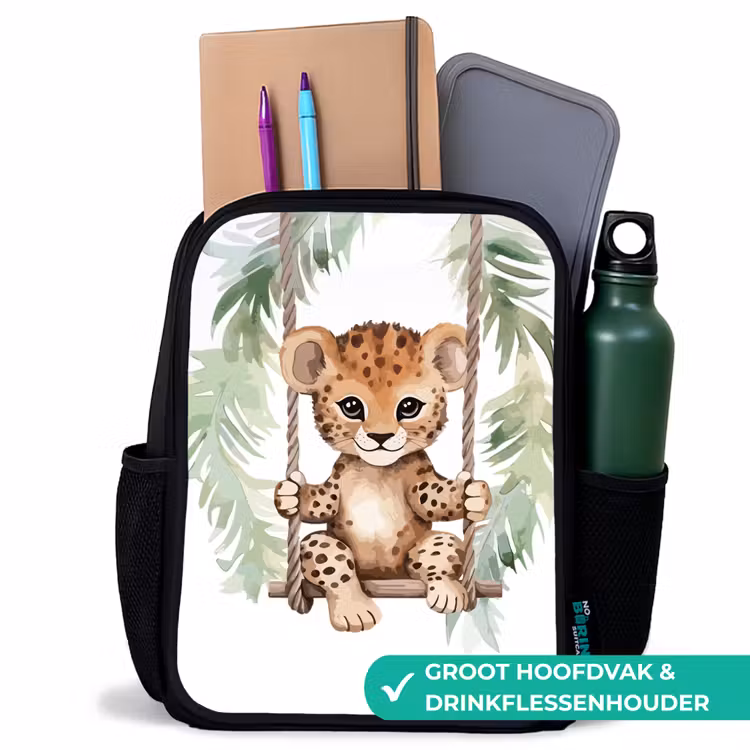 Kinderrugzak - Zwart - Luipaard - Dier - Kinderen - Jungle — 4