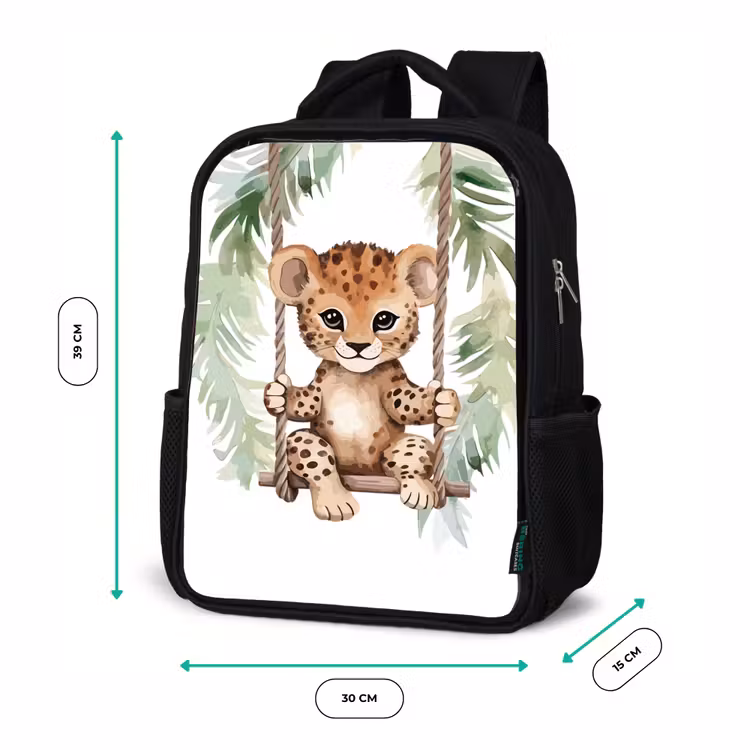 Kinderrugzak - Zwart - Luipaard - Dier - Kinderen - Jungle — 5